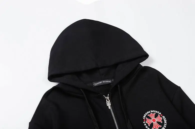 Coco Shoes Chrome Hearts Made In Hollywood Plus Cross Zip Up Hoodie Black/Red - Cocoshoesvip.net