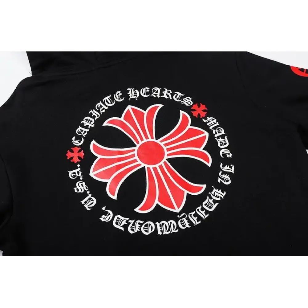 Coco Shoes Chrome Hearts Made In Hollywood Plus Cross Zip Up Hoodie Black/Red - Cocoshoesvip.net
