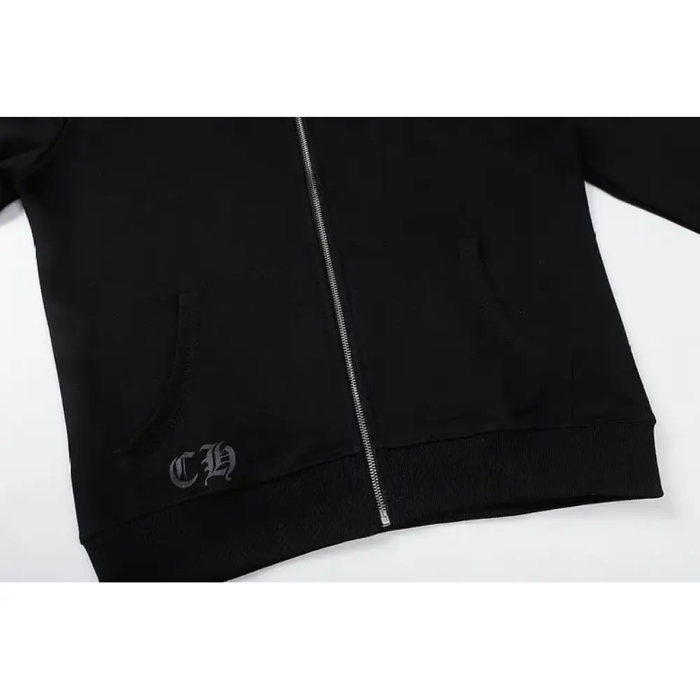 Coco Shoes Chrome Hearts Made In Hollywood Plus Cross Zip Up Hoodie Black/Red - Cocoshoesvip.net