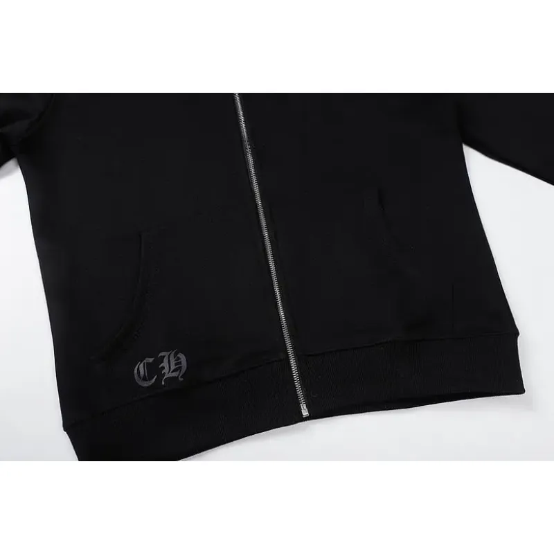 Coco Shoes Chrome Hearts Made In Hollywood Plus Cross Zip Up Hoodie Black/Red - Cocoshoesvip.net