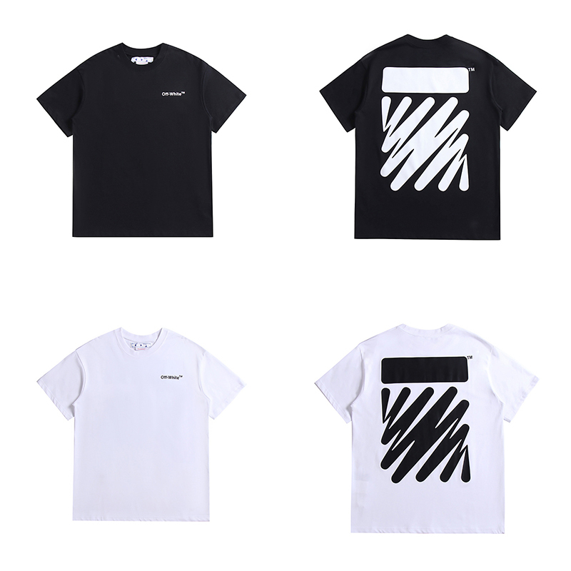 Coco Shoes OFF-WHITE Wave Diag Print Slim Fit T-Shirt White/Black - Cocoshoesvip.net