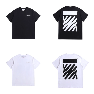 Off-White Wave Diag Print Slim Fit T-Shirt White/Black 01