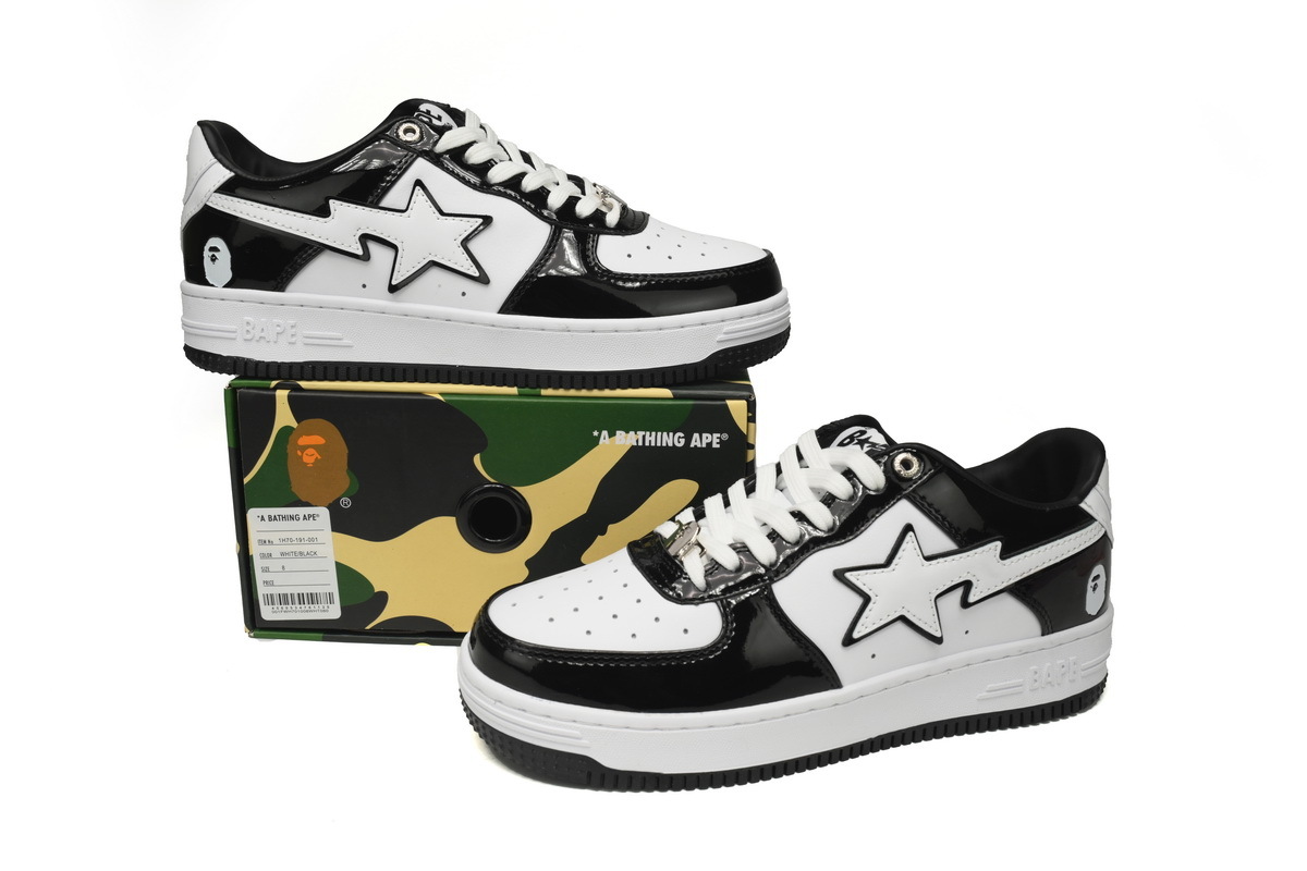 Coco Shoes A Bathing Ape Bape Sta Low Black White 1H70-191-001 - Cocoshoesvip.net