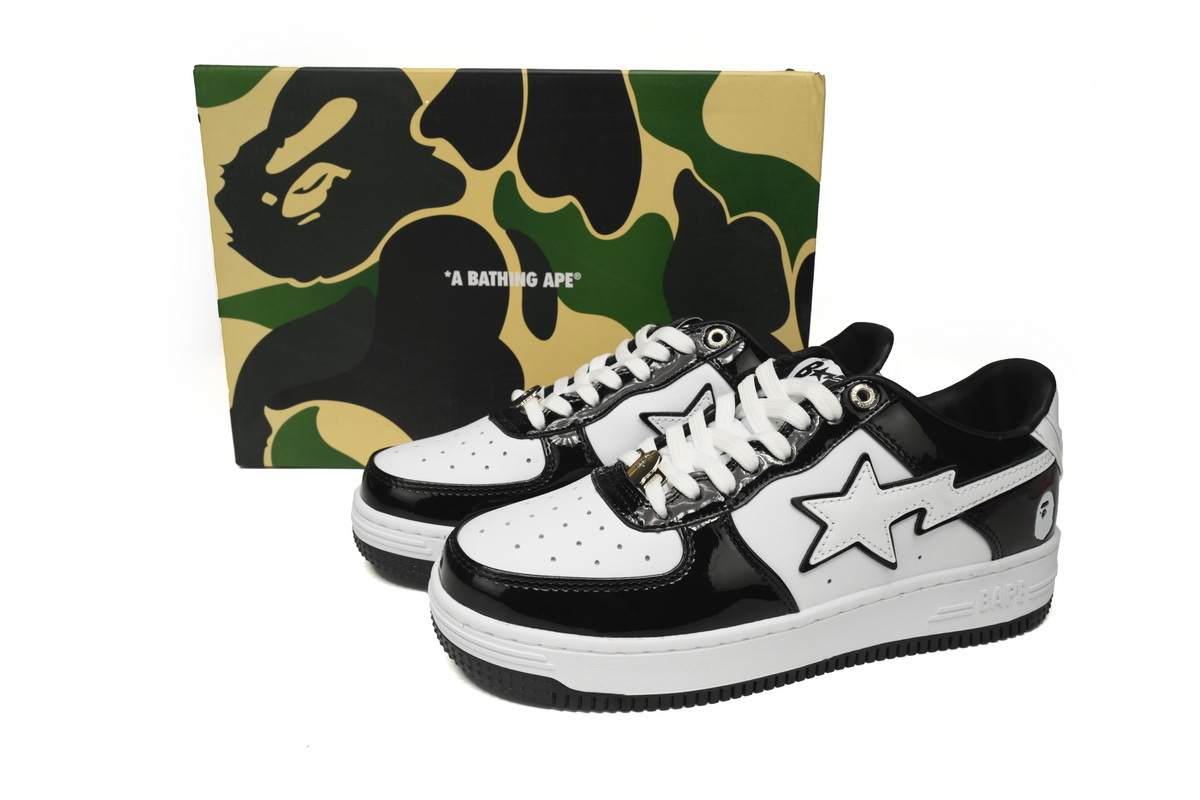 Coco Shoes A Bathing Ape Bape Sta Low Black White 1H70-191-001 - Cocoshoesvip.net