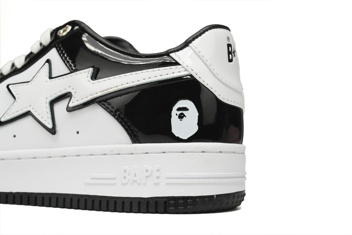 Coco Shoes A Bathing Ape Bape Sta Low Black White 1H70-191-001 - Cocoshoesvip.net