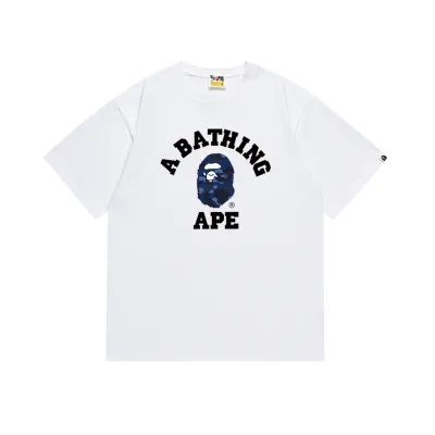 Bape Sand Camo College T-shirt White-Navy/Black-Navy 02