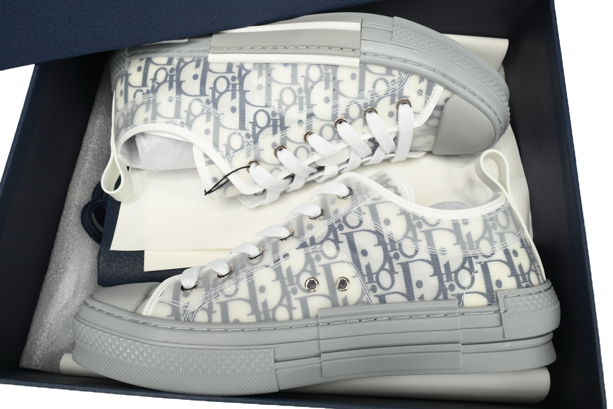 Coco Shoes Dior B23 Low White Navy Oblique 3SN249YNT_H568 - Cocoshoesvip.net