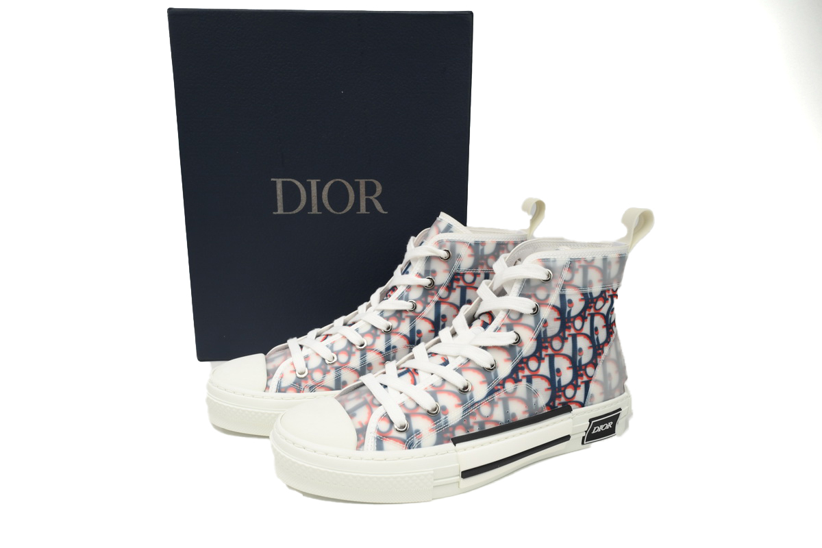Coco Shoes Dior B23 High Top Red Blue Oblique 3SH118YTG_H563 - Cocoshoesvip.net