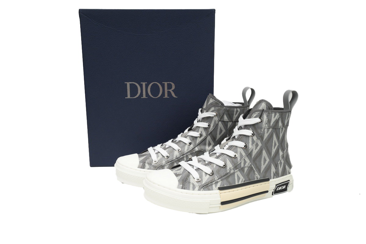 Coco Shoes Dior B23 High Top Gray CD Diamond Canvas 3SH118ZPP_H868 - Cocoshoesvip.net