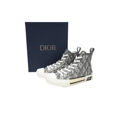 Coco Shoes Dior B23 High Top Gray CD Diamond Canvas 3SH118ZPP_H868 02