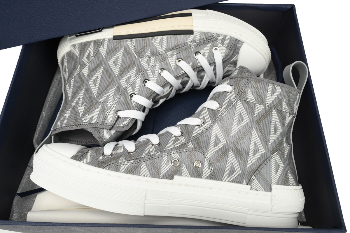 Coco Shoes Dior B23 High Top Gray CD Diamond Canvas 3SH118ZPP_H868 - Cocoshoesvip.net