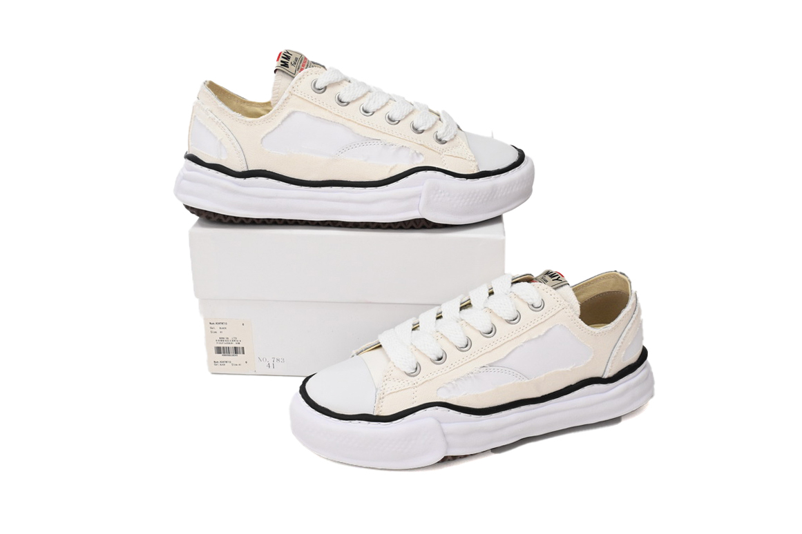 Coco Shoes Maison Mihara Yasuhiro White And Black Stripes NO.783 - Cocoshoesvip.net