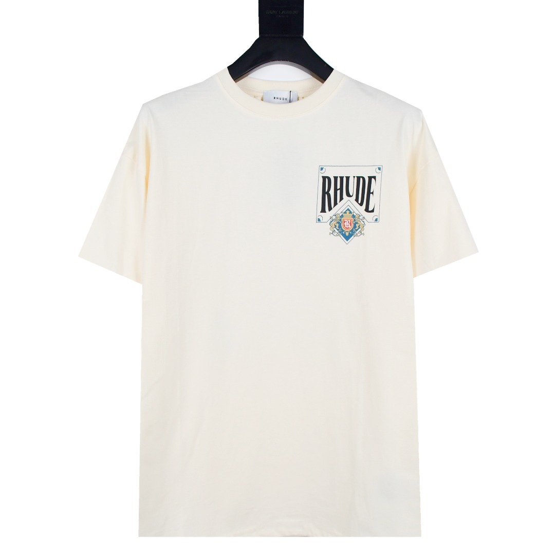 Coco Shoes Rhude Card T-Shirt Vintage White - Cocoshoesvip.net