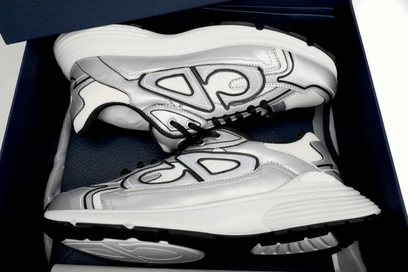 Coco Shoes Dior B30 White Mesh Silver-Tone Metallic Calfskin 3SN279ZYG-H869 - Cocoshoesvip.net