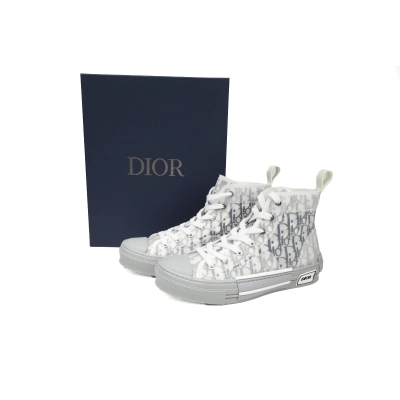 Coco Shoes Dior B23 High Top Oblique Transparency White Blue Gray 02