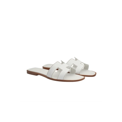 Coco Shoes Hermes Oran Sandal Blanc Box Calfskin Leather 02