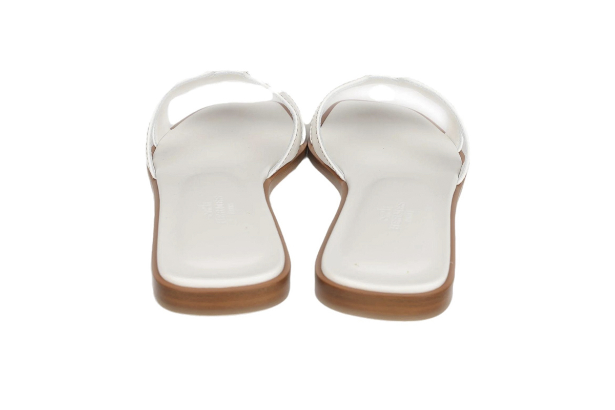 Coco Shoes Hermes Oran Sandal Blanc Box Calfskin Leather - Cocoshoesvip.net