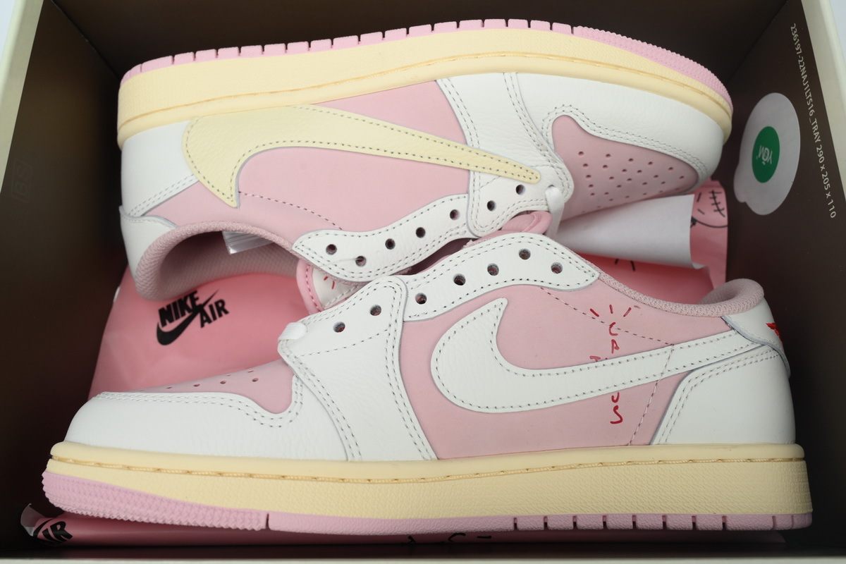 Coco Shoes Air Jordan 1 Low OG x Travis Scott White Pink DM7866-600
