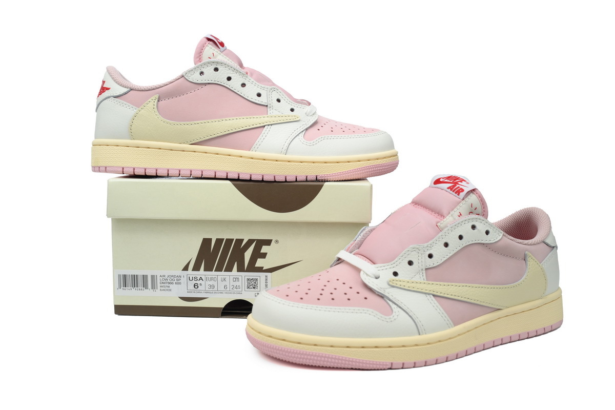 Coco Shoes Air Jordan 1 Low OG x Travis Scott White Pink DM7866-600