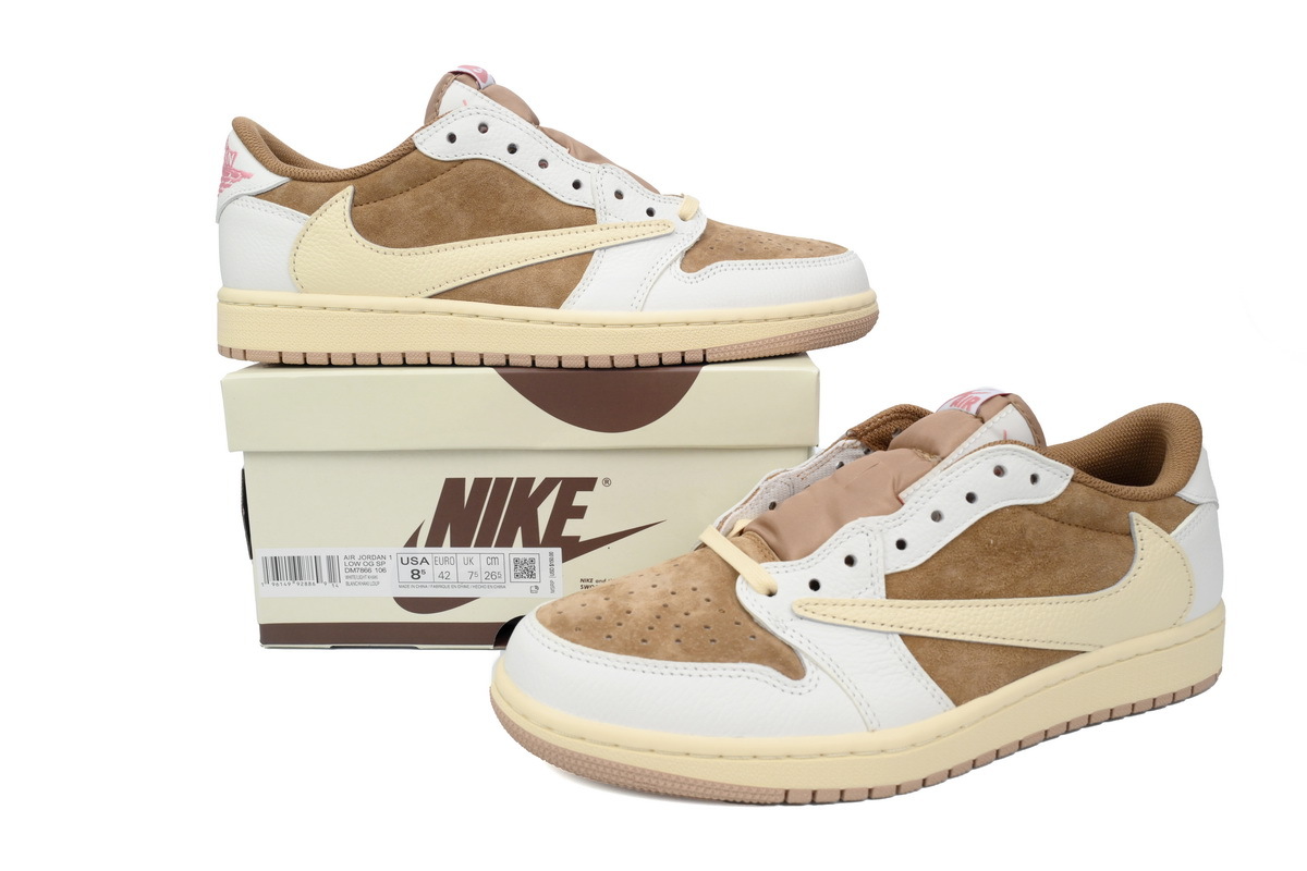 Coco Shoes Air Jordan 1 Low Travis Scott OG Sail Shy Pink DM7866-106 - Cocoshoesvip.net