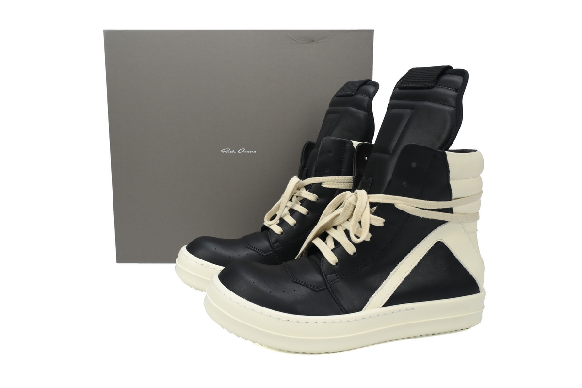 Coco Shoes Rick Owens Geobasket Black and White RU02C7894LCGLPO-7511 - Cocoshoesvip.net