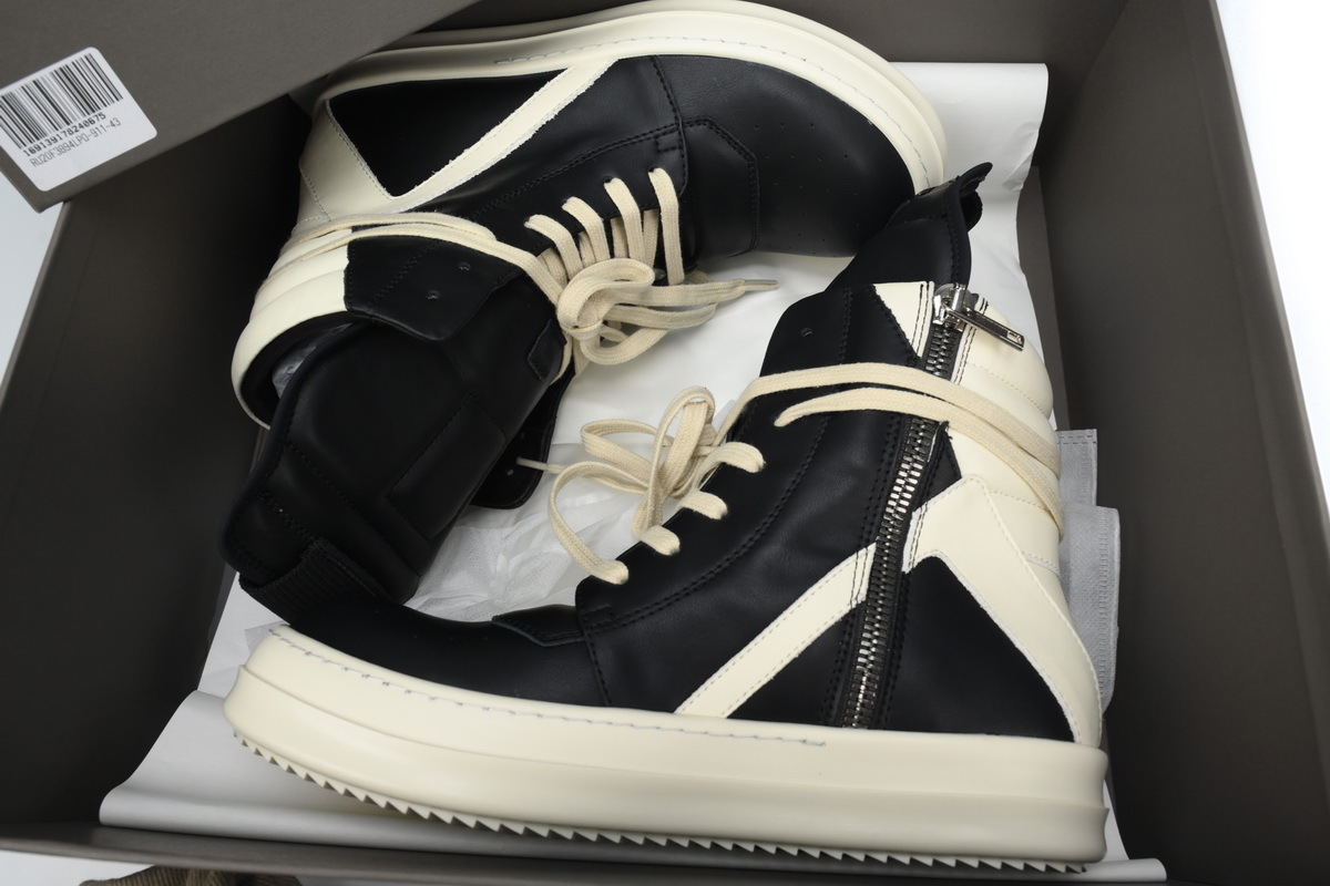Coco Shoes Rick Owens Geobasket Black and White RU02C7894LCGLPO-7511 - Cocoshoesvip.net