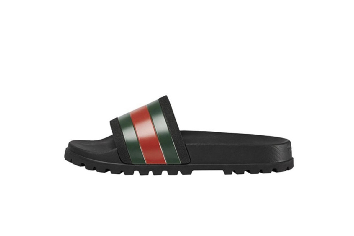 Coco Shoes Gucci Web Slide Sandal Black 429469 GIB10 1098 - Cocoshoesvip.net