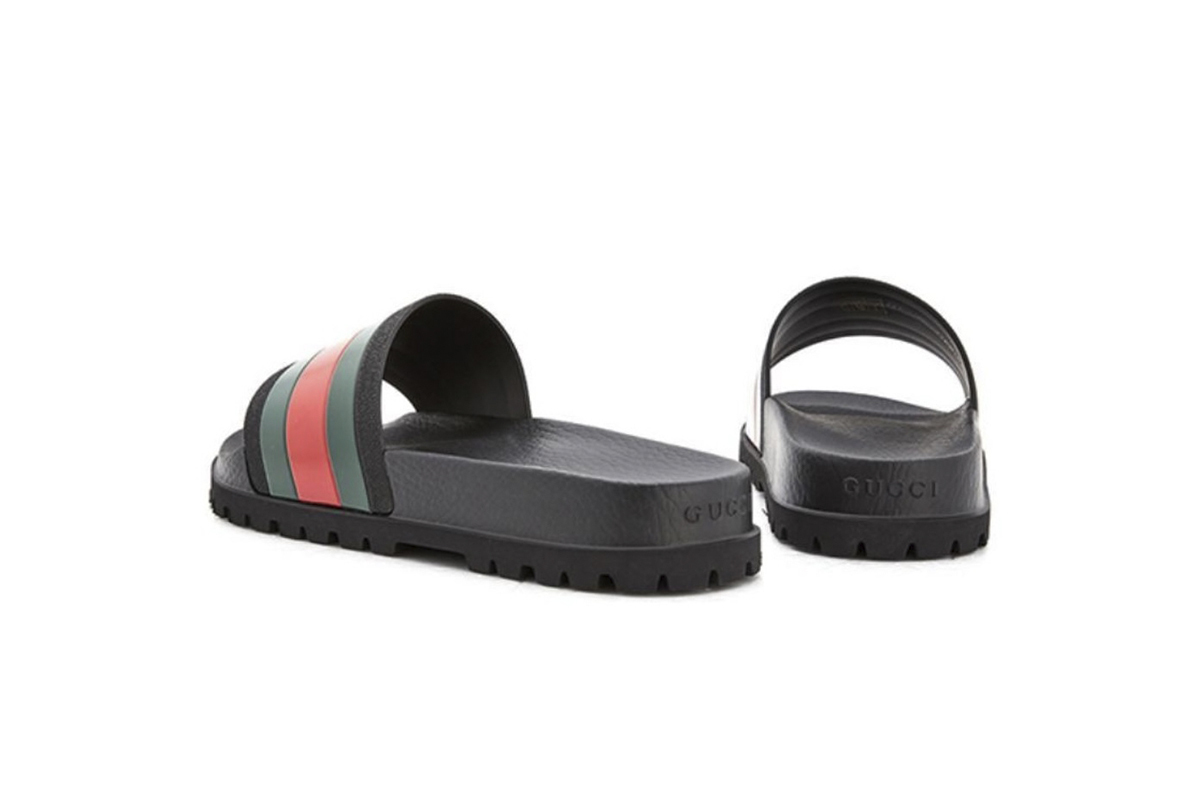 Coco Shoes Gucci Web Slide Sandal Black 429469 GIB10 1098 - Cocoshoesvip.net