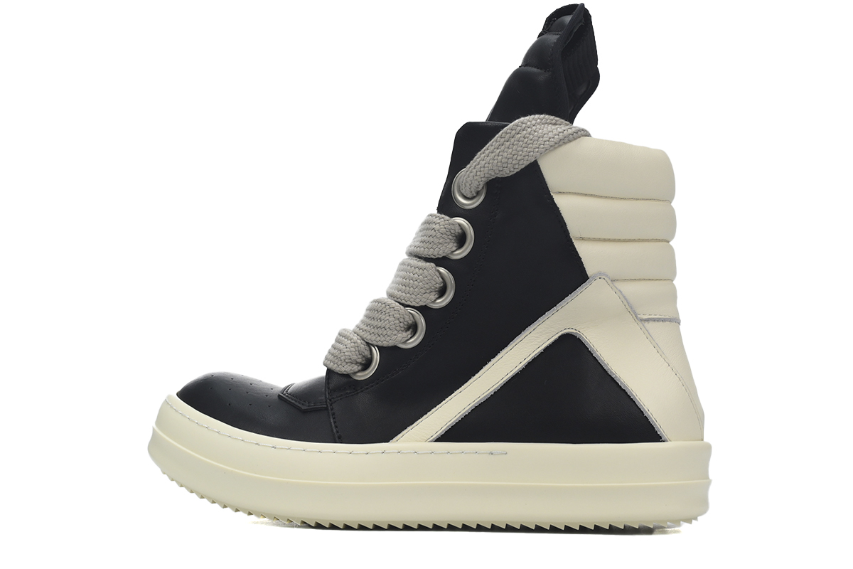 Coco Shoes Rick Owens GeoBasket Oversized Eylet Black White RU02B2894-LPOW1-911 - Cocoshoesvip.net