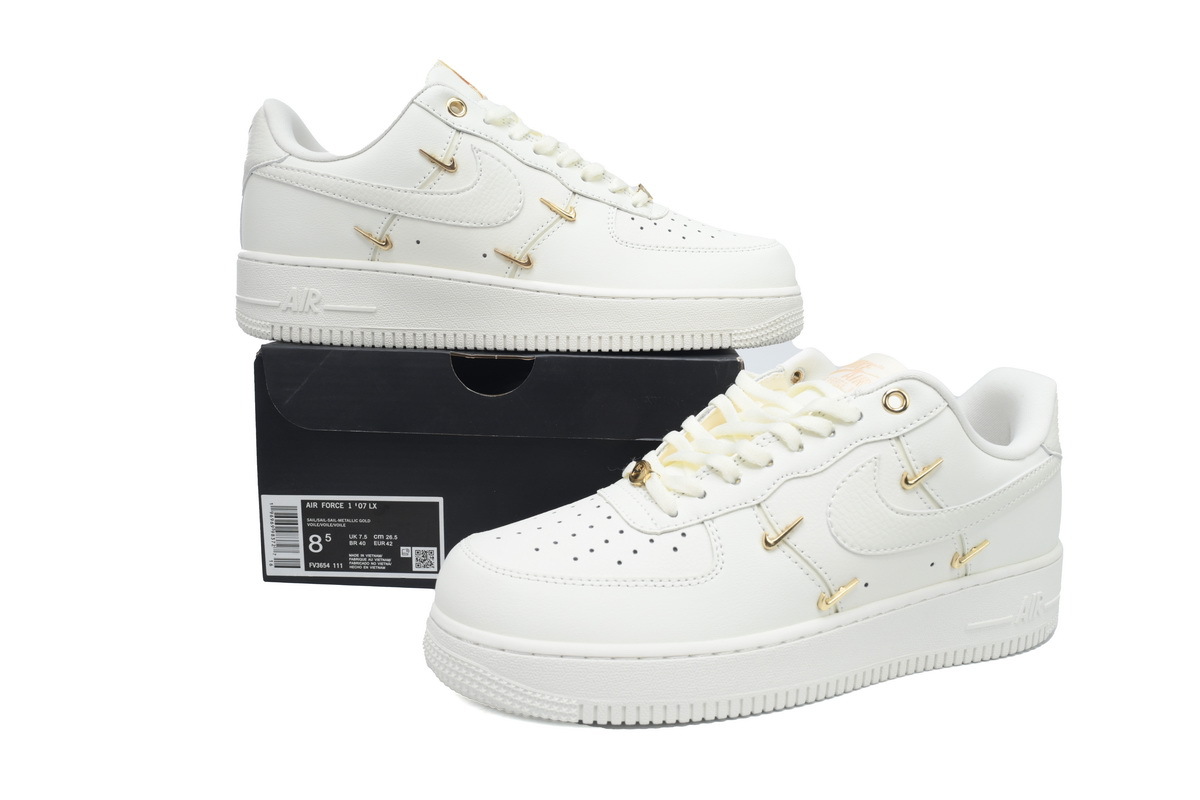 Coco Shoes Nike Air Force 1 '07 LX CN Sail Gold Mini Swooshes FV3654-111 - Cocoshoesvip.net