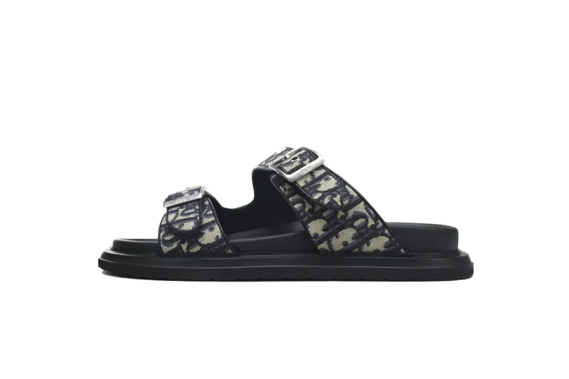 Coco Shoes Dior Aqua Sandal Beige Black Dior Oblique Jacquard 3SA115ZSA_H561 - Cocoshoesvip.net