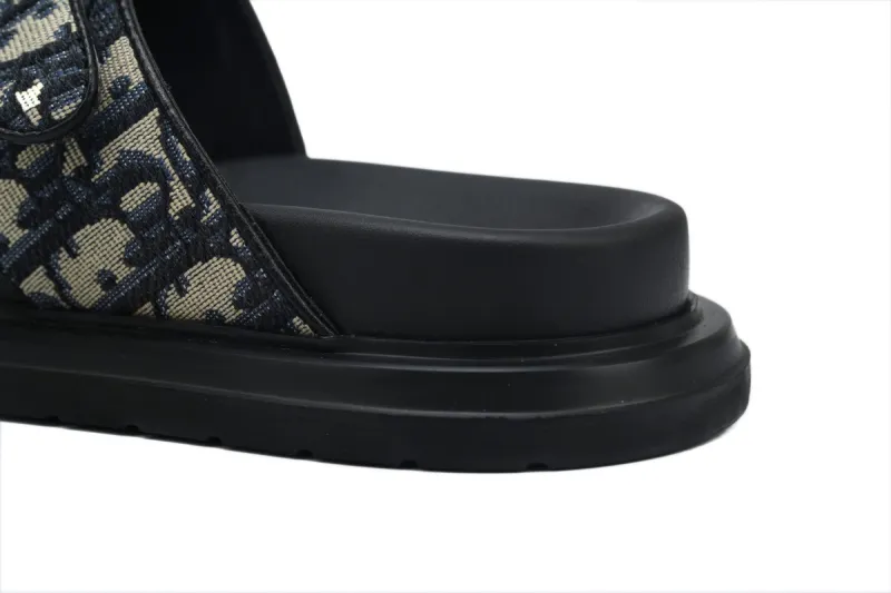 Coco Shoes Dior Aqua Sandal Beige Black Dior Oblique Jacquard 3SA115ZSA_H561 - Cocoshoesvip.net