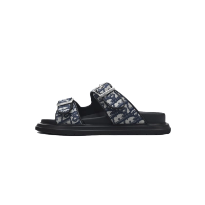 Coco Shoes Dior Aqua Sandal Beige Blue Dior Oblique Jacquard 01