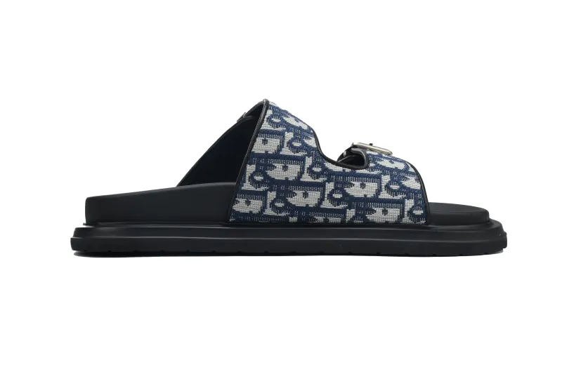 Coco Shoes Dior Aqua Sandal Beige Blue Dior Oblique Jacquard - Cocoshoesvip.net