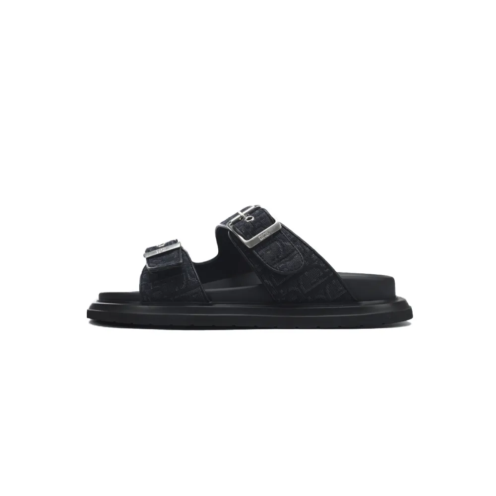 Coco Shoes Dior Aqua Sandal All Black Dior Oblique Jacquard - Cocoshoesvip.net