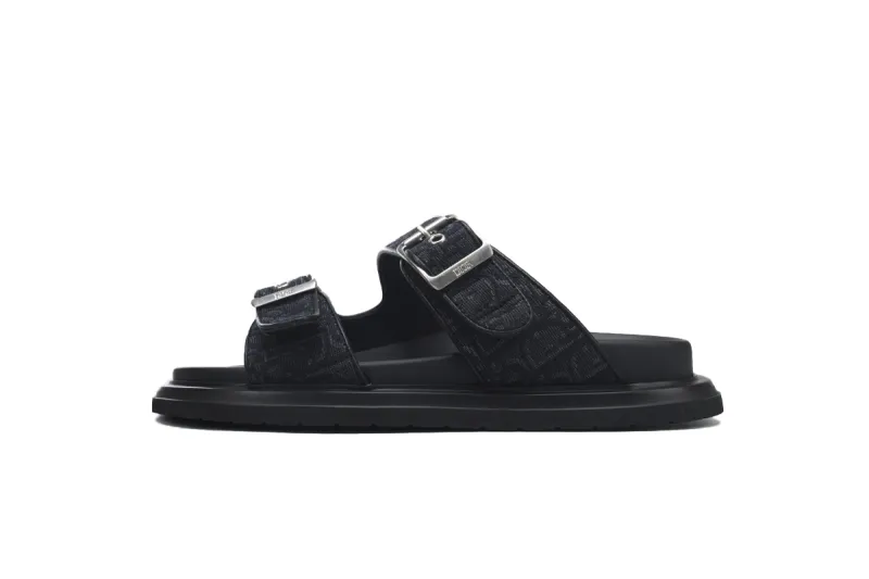 Coco Shoes Dior Aqua Sandal All Black Dior Oblique Jacquard - Cocoshoesvip.net