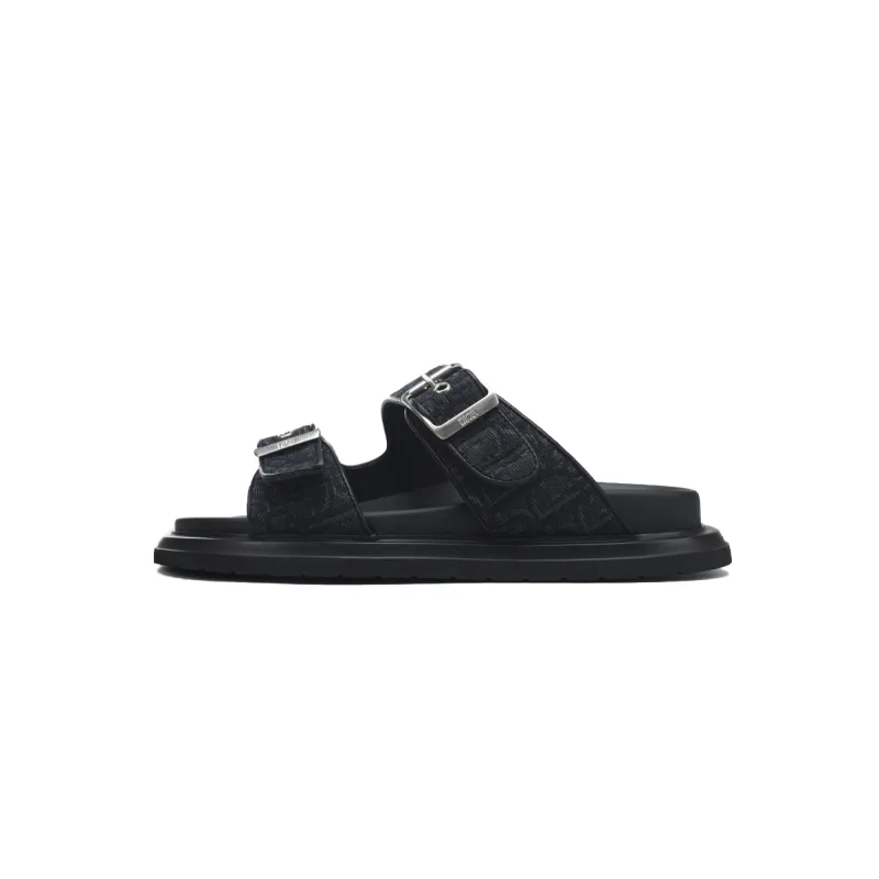 Coco Shoes Dior Aqua Sandal All Black Dior Oblique Jacquard - Cocoshoesvip.net