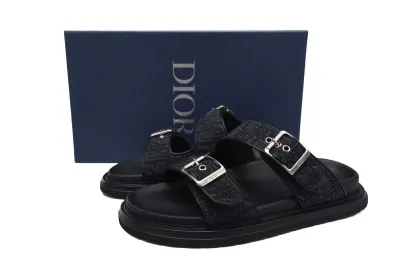 Dior Aqua Sandal All Black Dior Oblique Jacquard 02
