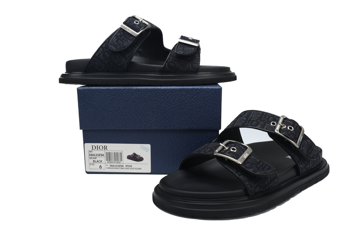 Coco Shoes Dior Aqua Sandal All Black Dior Oblique Jacquard - Cocoshoesvip.net