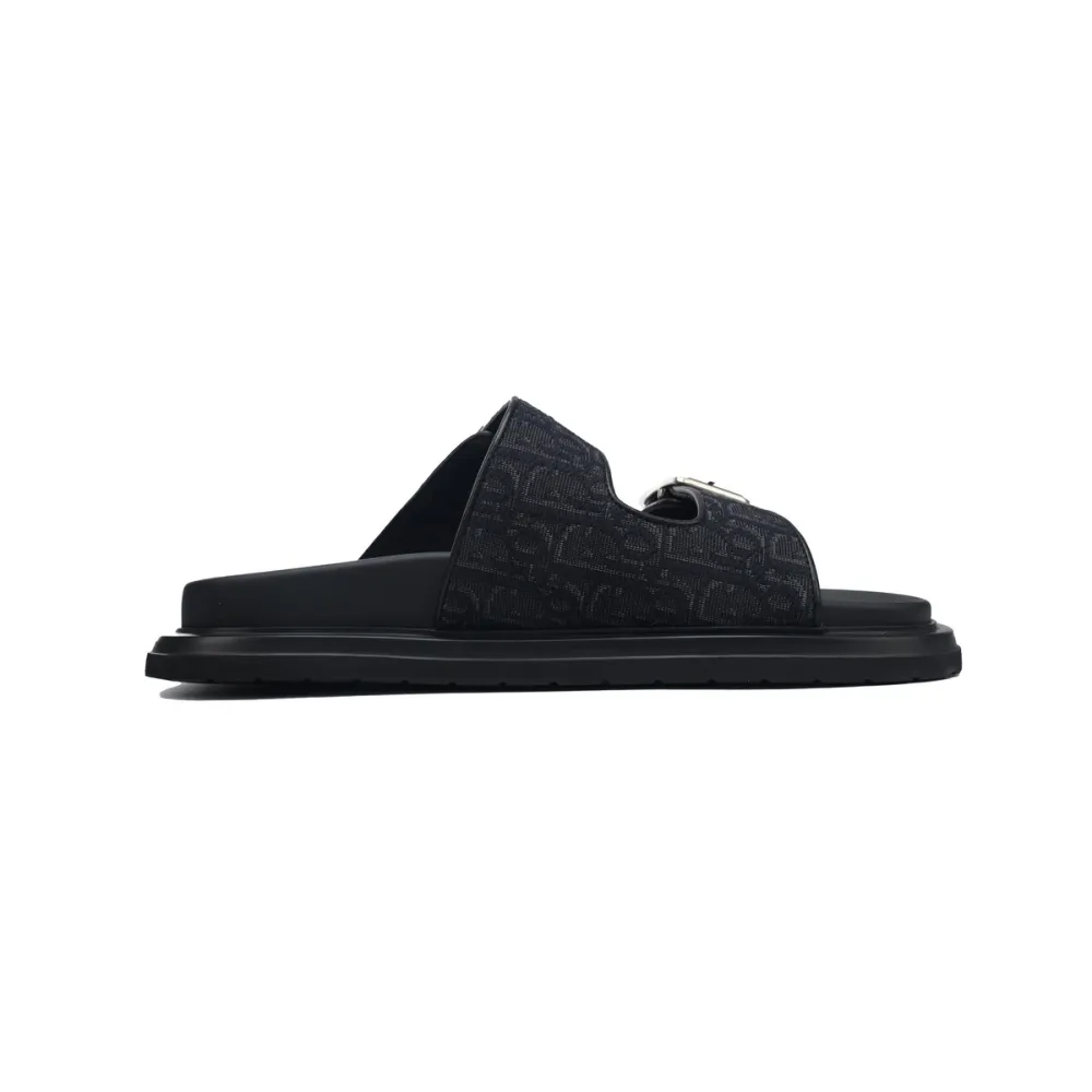 Coco Shoes Dior Aqua Sandal All Black Dior Oblique Jacquard - Cocoshoesvip.net
