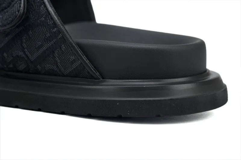 Coco Shoes Dior Aqua Sandal All Black Dior Oblique Jacquard - Cocoshoesvip.net
