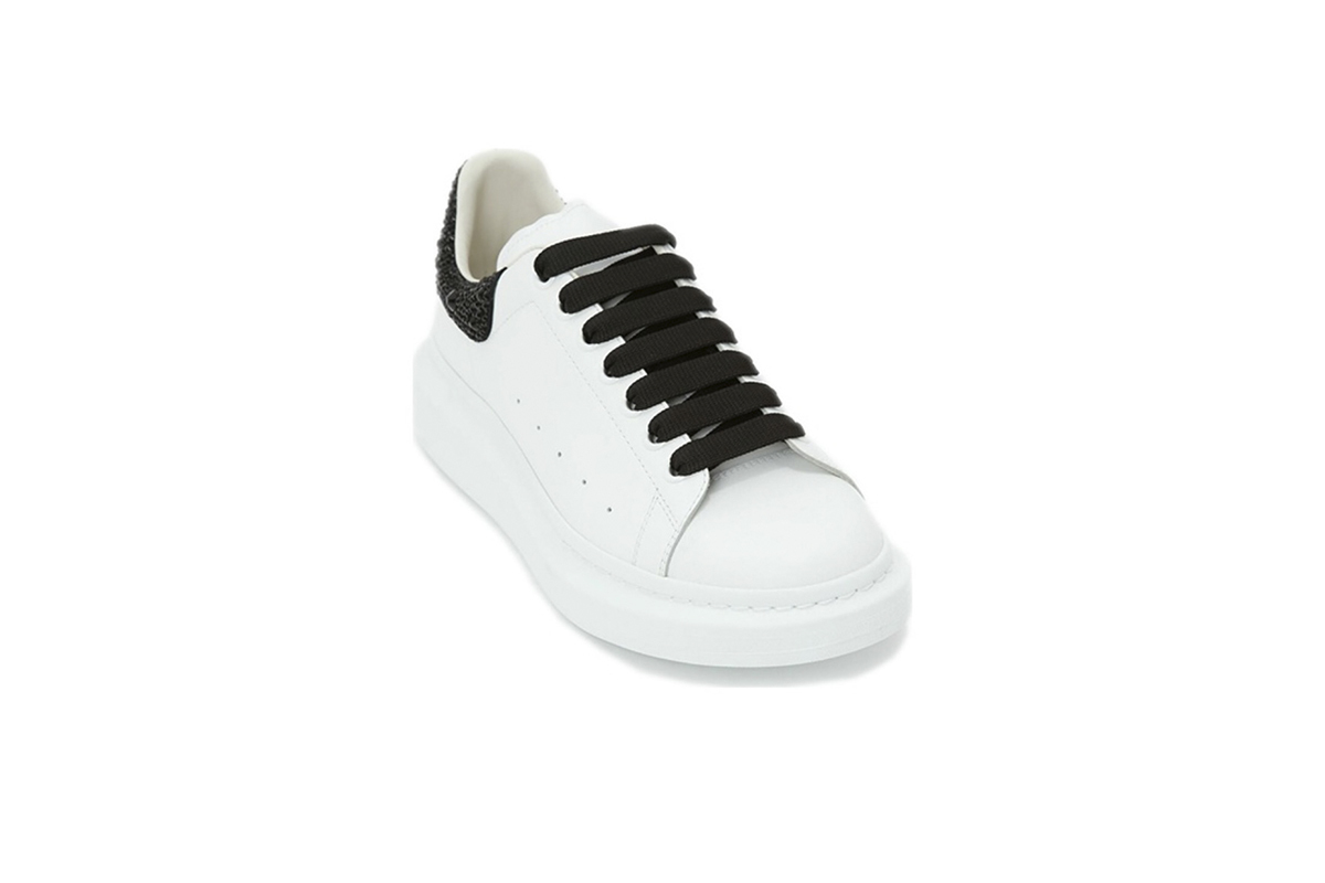 Coco Shoes Alexander McQueen Oversized White Black Crystals 662654WIA4U9581 - Cocoshoesvip.net