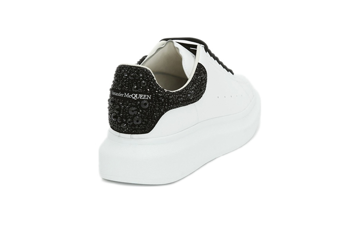 Coco Shoes Alexander McQueen Oversized White Black Crystals 662654WIA4U9581 - Cocoshoesvip.net