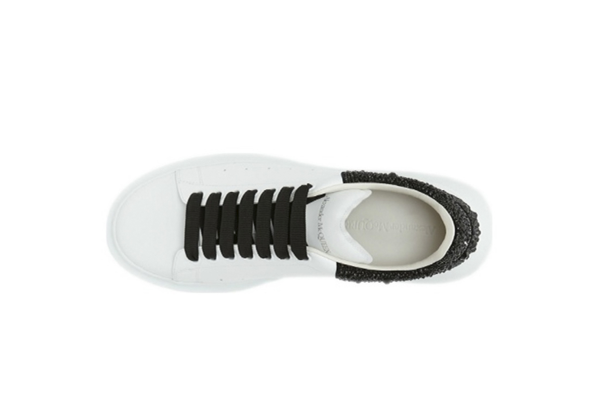 Coco Shoes Alexander McQueen Oversized White Black Crystals 662654WIA4U9581 - Cocoshoesvip.net