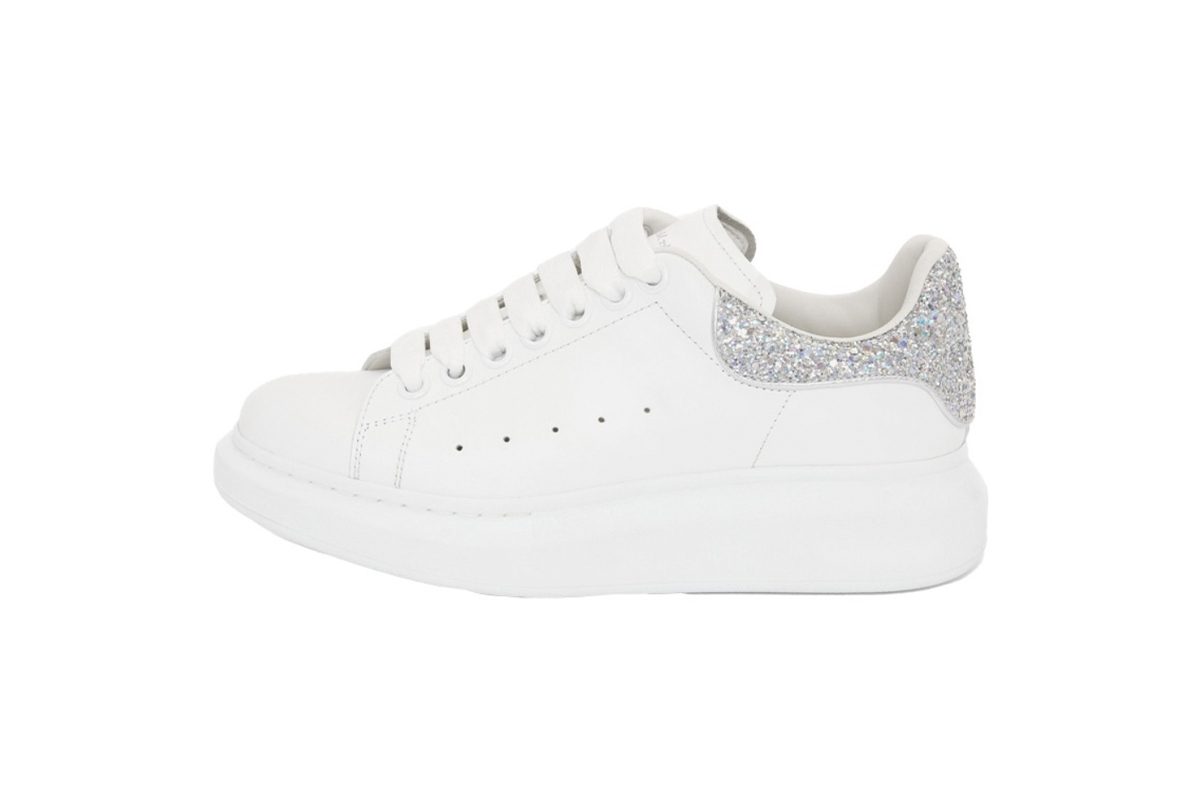 Coco Shoes Alexander McQueen Oversized Sneaker 'White Silver Glitter' 558945WHTQI9413 - Cocoshoesvip.net