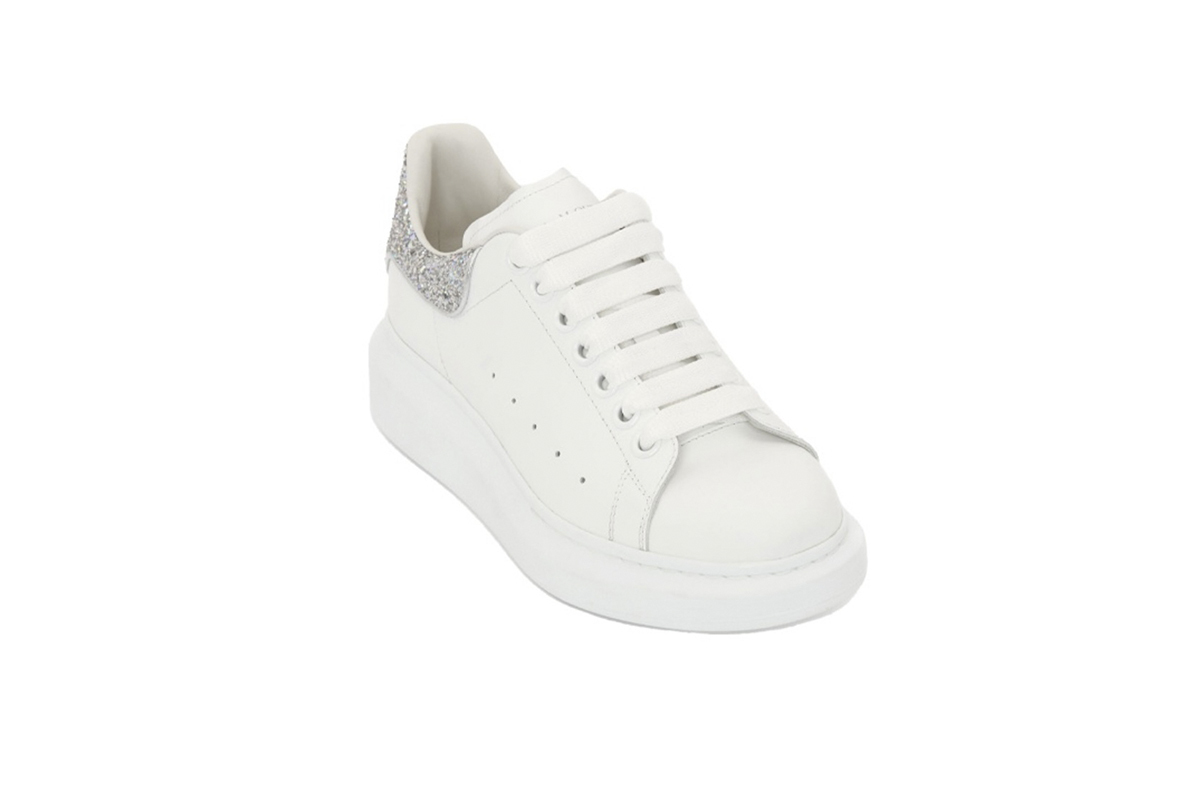 Coco Shoes Alexander McQueen Oversized Sneaker 'White Silver Glitter' 558945WHTQI9413 - Cocoshoesvip.net