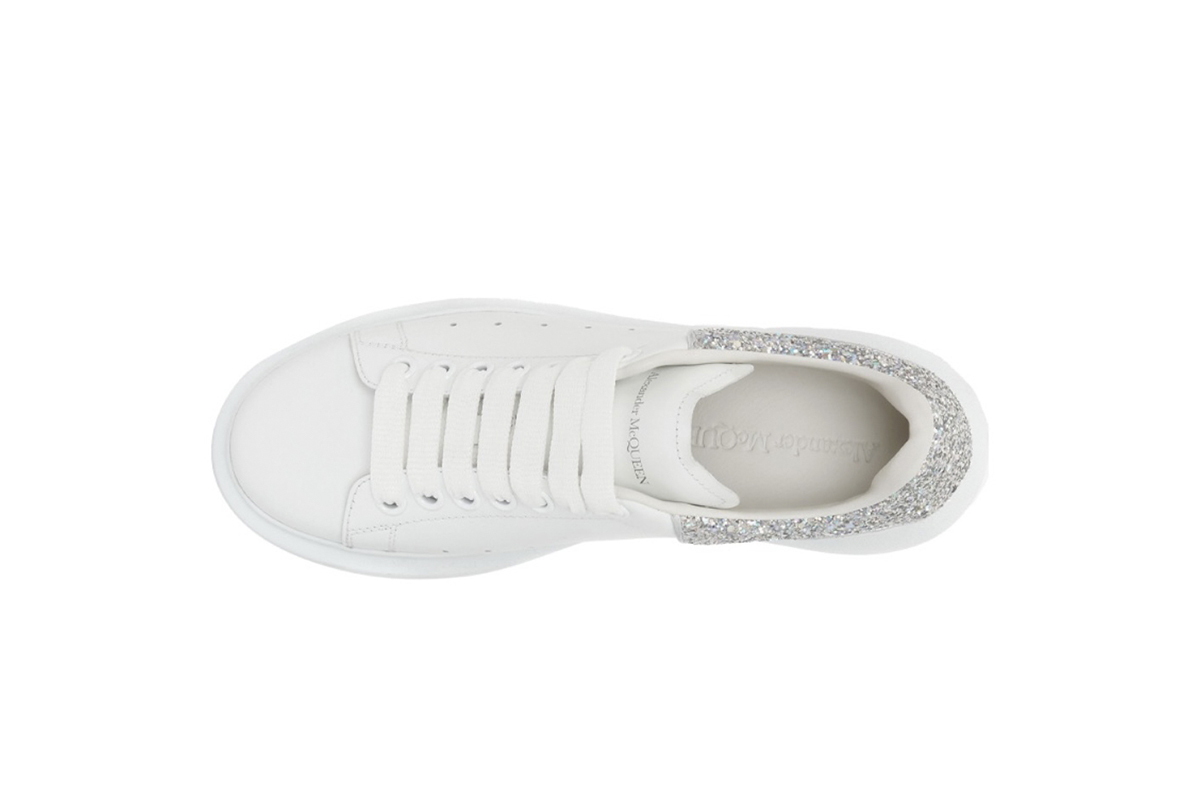 Coco Shoes Alexander McQueen Oversized Sneaker 'White Silver Glitter' 558945WHTQI9413 - Cocoshoesvip.net