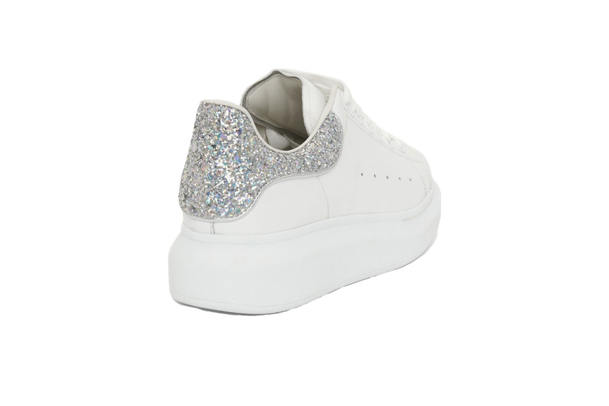 Coco Shoes Alexander McQueen Oversized Sneaker 'White Silver Glitter' 558945WHTQI9413 - Cocoshoesvip.net