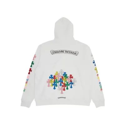 Chrome Hearts Multi Color Cross Hoodie White 01
