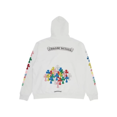 Chrome Hearts Multi Color Cross Hoodie White 01